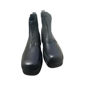 UGG CITYFUNC ZIP BLACK LEATHER PLATFORM BOOTS, WOMEN US 10.